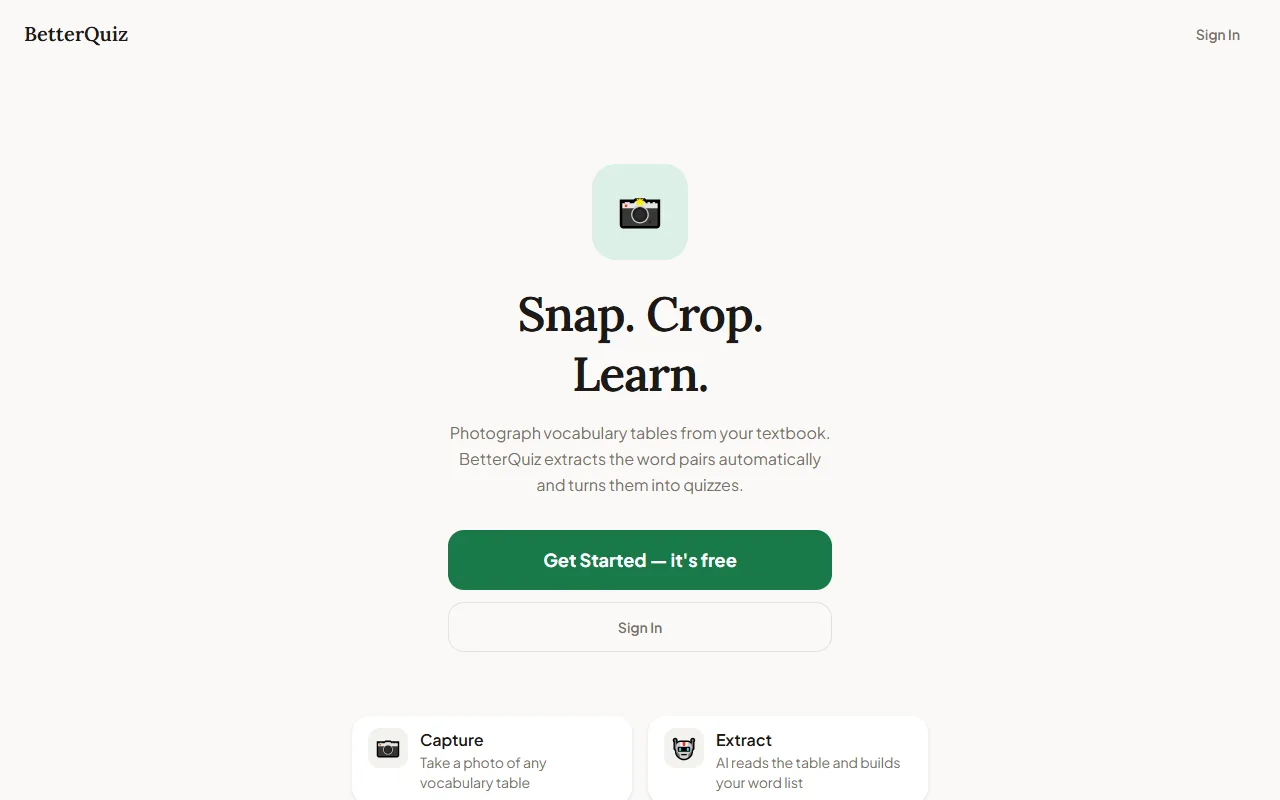 BetterQuiz in a desktop browser