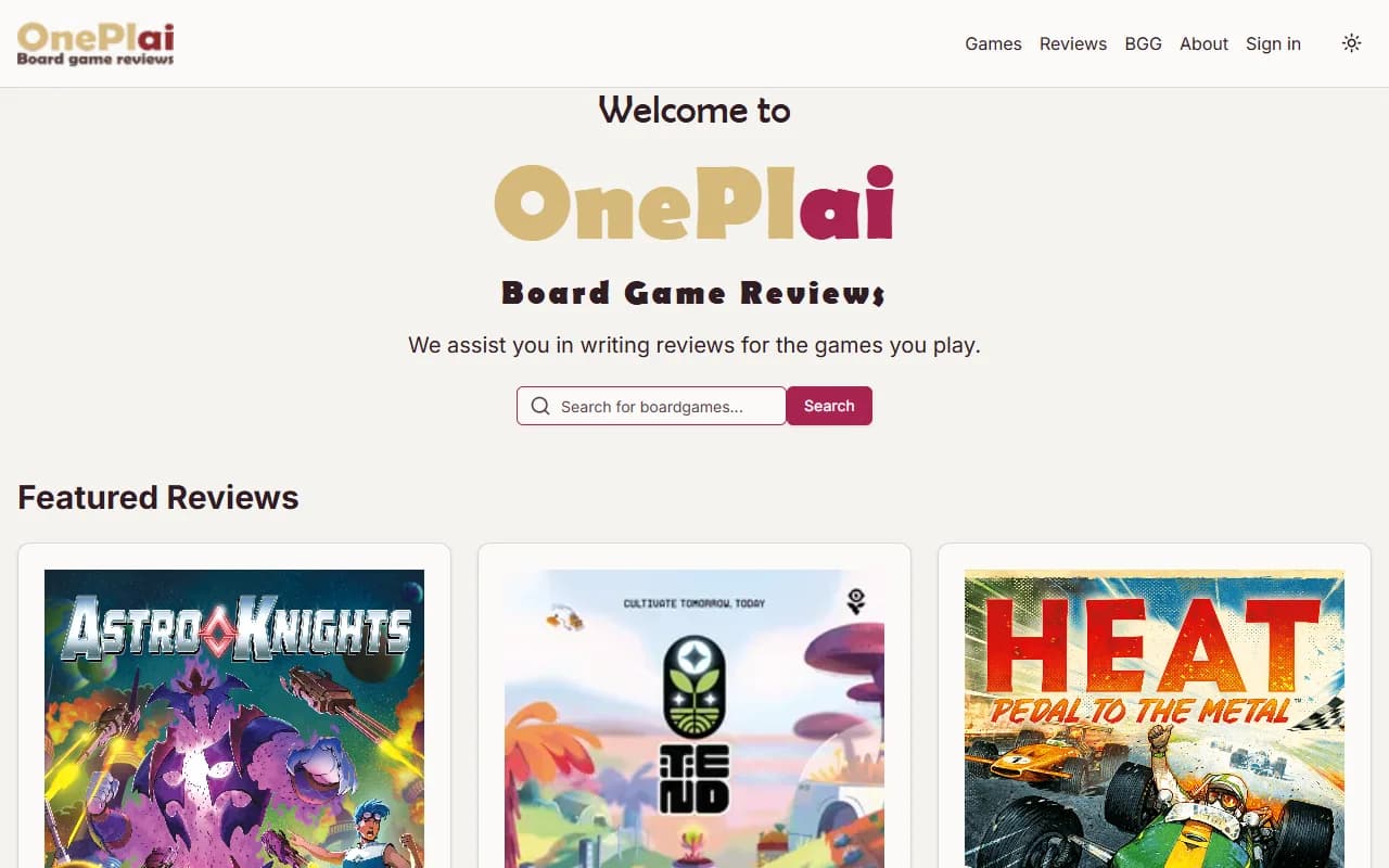 oneplai.net in a desktop browser